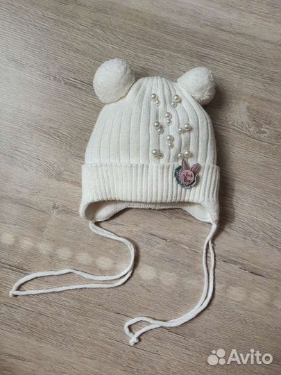 Шапка теплая для девочки (3-6 мес)