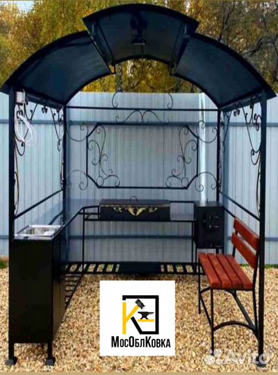 Мангал беседка с лавочкой