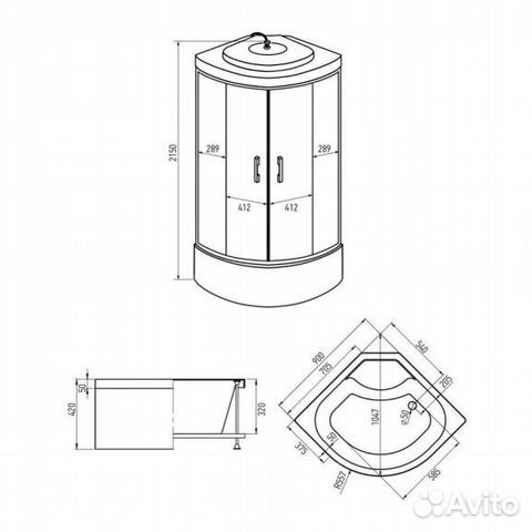 Душевая кабина Erlit ER3509TPF-C4 90*90*215 новая