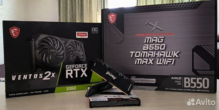 Видеокарта MSI rtx 3060 12 гб+ мать+проц+озу