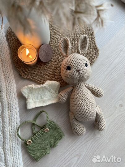 Вязаные игрушки на заказ. Зайчик Лёня