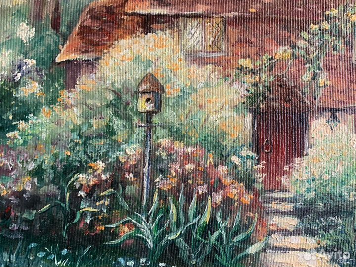 Интерьерная картина маслом «домик в лесу «