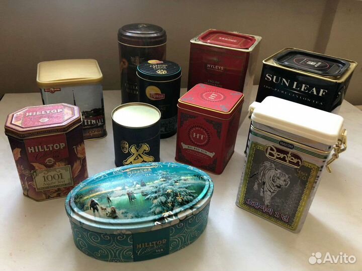 Набор металлических баночек из под чая