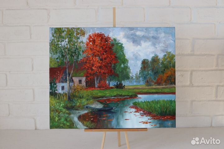 Картина Маслом Деревенский Пейзаж