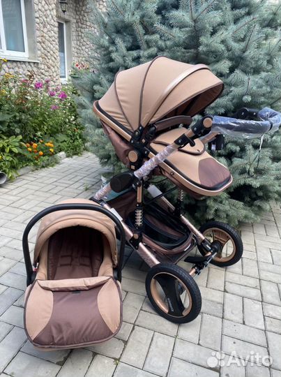 Коляска 3 в1 (коричневая -карамель )