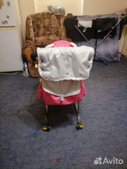 Детские санки коляска с колесами Ника