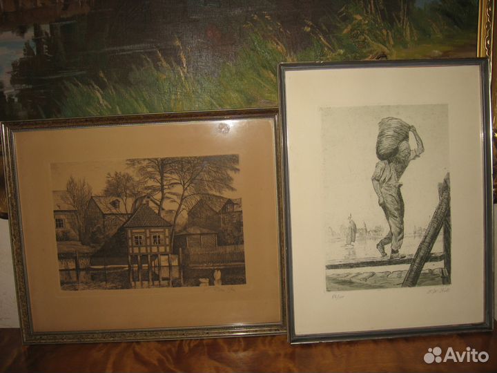 Антикварная гравюра 1928 год Otto Holm