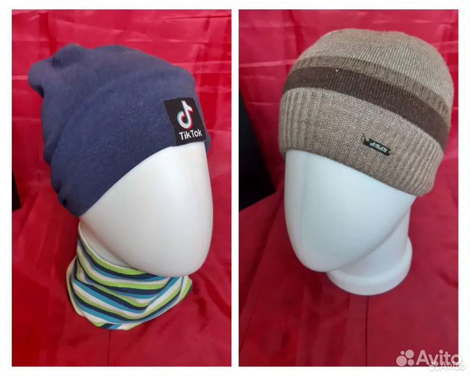 50-52-54см Пакетом шапки + снуд для мальчика осень