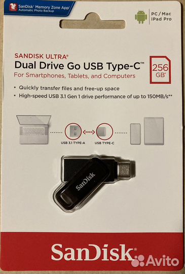 USB флешки Sandisk д/Android USB-A/USB-C на 256GB