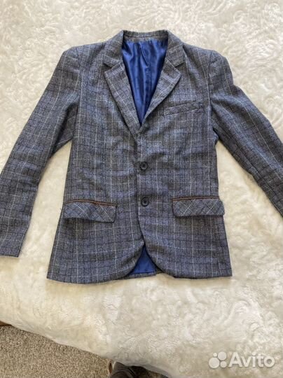 Костюм школьный серый в клетку