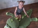 Вязаный детский коврик/ Мягкая игрушка / Динозавр