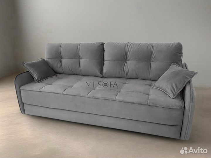 Диван раскладной для сна Мейсон Слим серый велюр