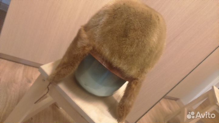 Шапка меховая норковая горчичного цвета. Р. 56-58