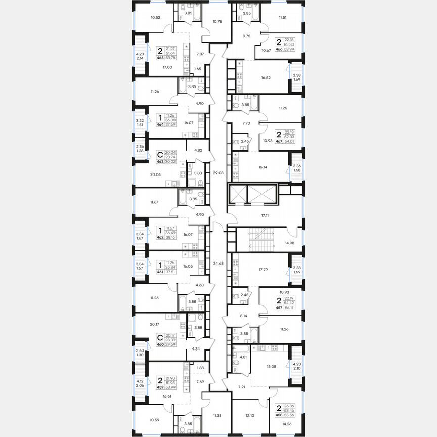 2-к. квартира, 56,1 м², 6/15 эт.