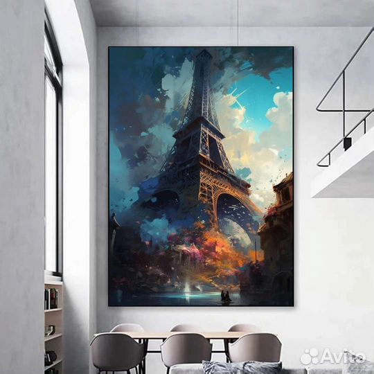 Картина маслом эйфелева башня