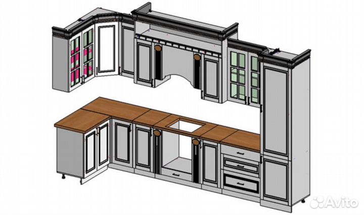 Кухня угловая Верона 3,9*1,6 крем в наличии