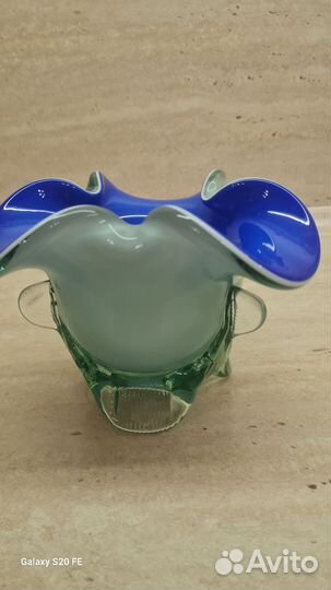 Ваза конфетница цветное стекло СССР