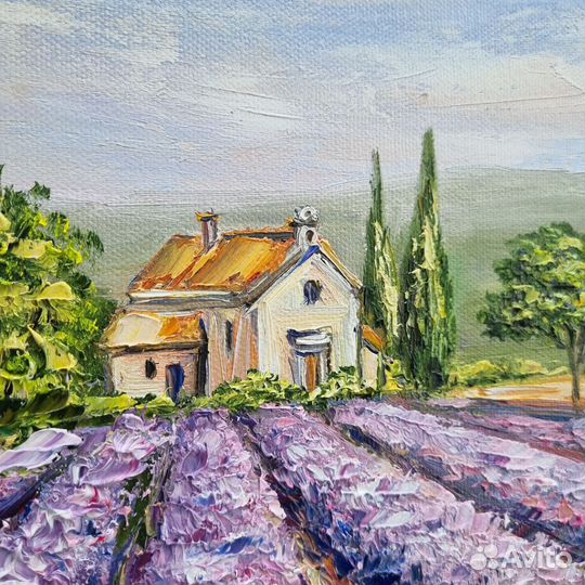 Картина маслом лаванда пейзаж Прованса цветы