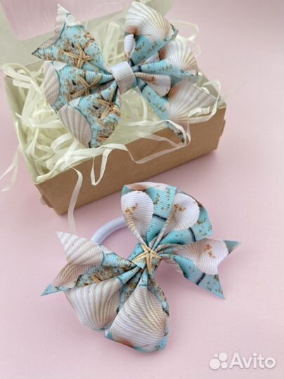 Бантики для волос для девочек на резинке набор