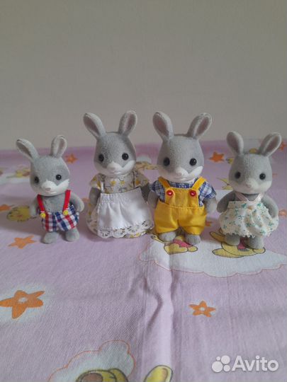 Sylvanian families семья серых кроликов