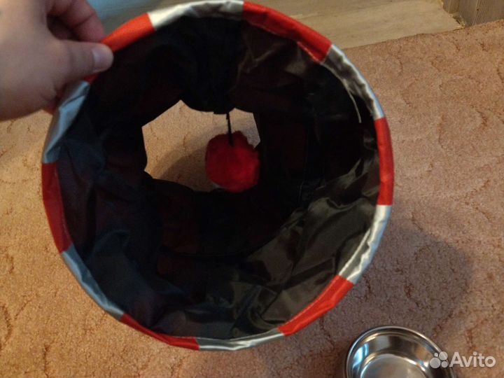 Шуршащая Игровая труба для кошек с миской