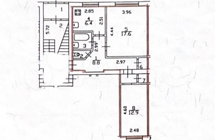 2-к. квартира, 51 м², 1/5 эт.