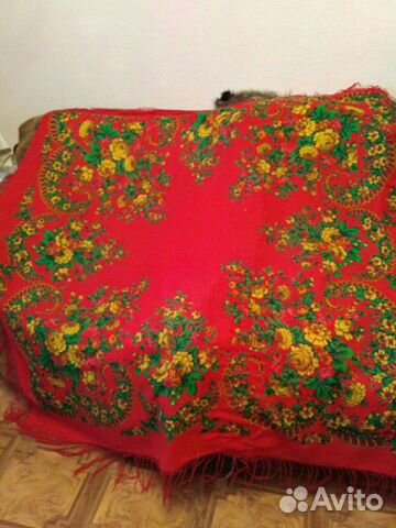 Винтажный павлопосадский шерстяной платок