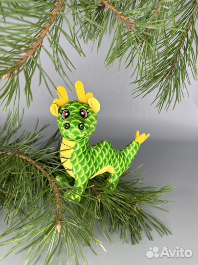 Игрушка Символ года 2024 зеленый дракон 12см