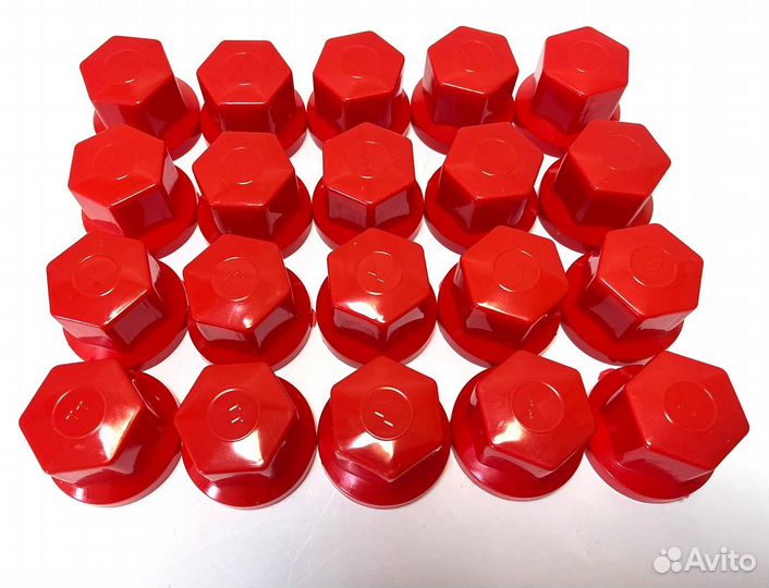 Колпачки на гайку 33мм красные (к-т 100шт)