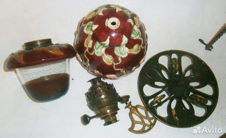 Старинная керосиновая потолочная лампа-люстра