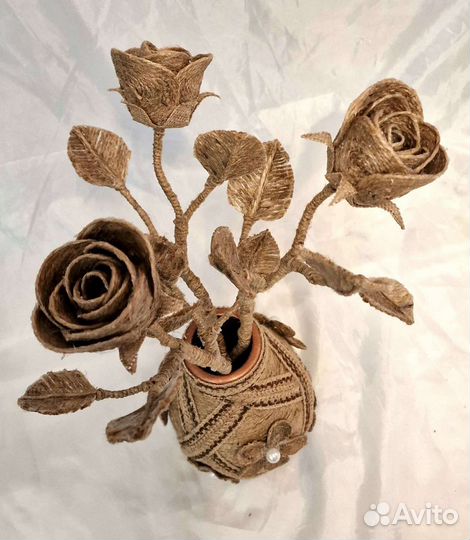 Декоративная ваза ручная работа с цветами