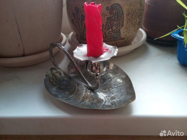 Старинный латунный подсвечник