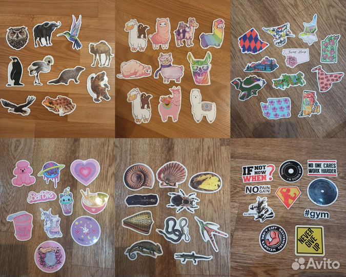 Водонепроницаемые наклейки, 10 шт, много видов