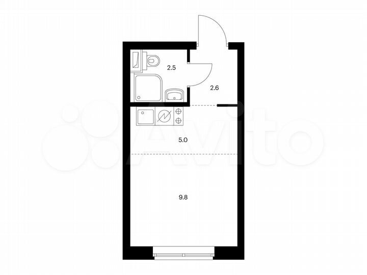 Квартира-студия, 19,9 м², 22/23 эт.