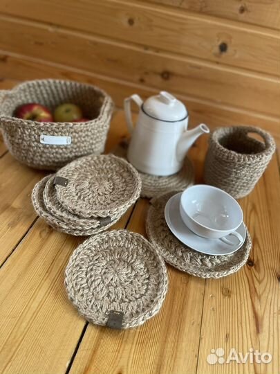 Интерьерные наборы из джута, сервировка