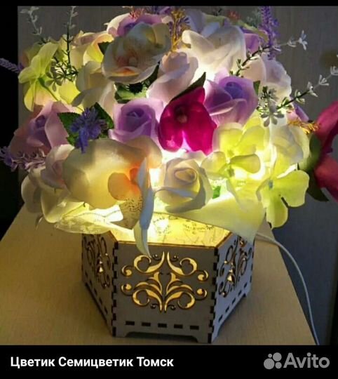 Букет светильник из мыльных цветов