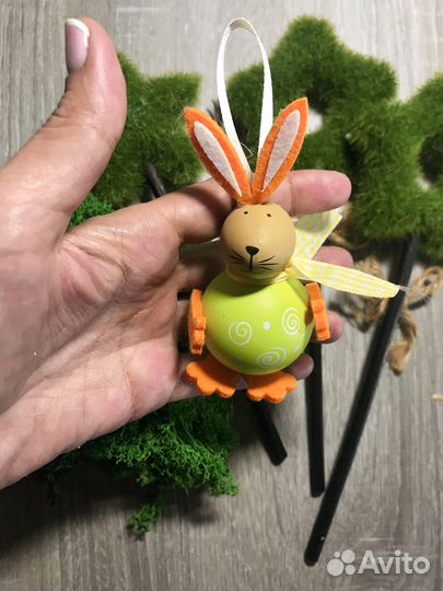 Декор на Пасху набор мох кролик мохнатые звёзды