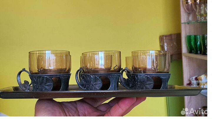 Набор кофейный на 6 персон на подносе Олимпиада 80