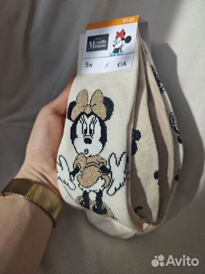 Носки 31/33 с Минни Маус, 5 пар, новые, ca