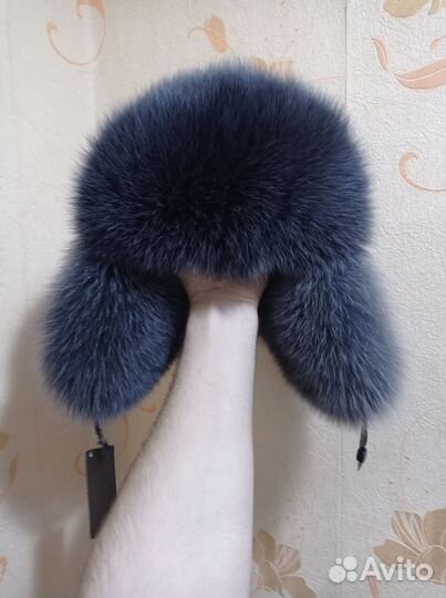Шапка женская ушанка новая натуральная кожа +песец