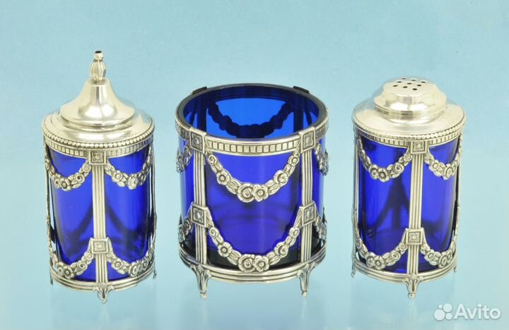 Набор для специй стекло/ серебро 915 проба Испания