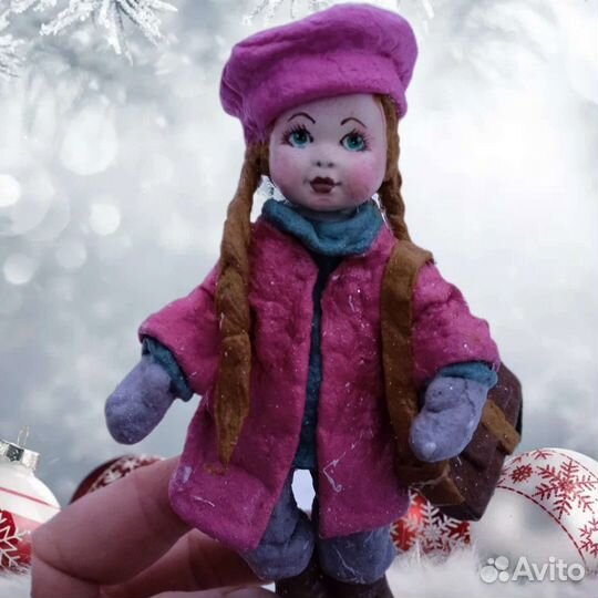 Ватная кукла на ёлку