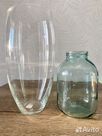 Большая ваза под цветы, стекло