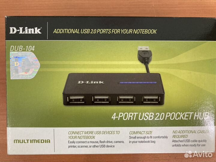 Концентратор D-link. 4-port USB 2.0 pocket HUB