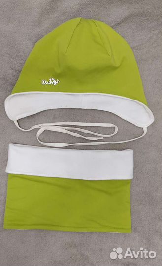 Шапка с завязками и снуд на флисе