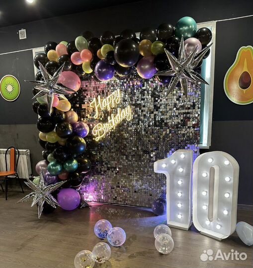 Фотозона в аренду, оформление пайетки/шары/цветы