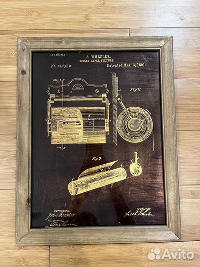 Картина Чертеж держателя поталь на стекле 45х35 см