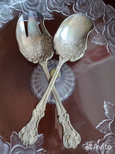 Сервировочные ложки мельхиор посеребренный