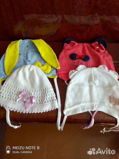 Детские шапочки до года для девочки