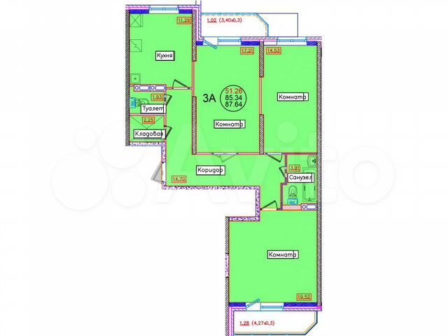 Планировки квартир обнинск 3-к квартира, 87.6 м², 8/17 эт. на продажу в Обнинске Купить квартиру Авито